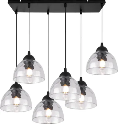 Produktbild von Hängelampe Venice 6-flammig mit klaren Glas Lampenschirmen E27