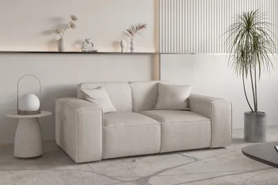 Produktbild von Sofa Designersofa CELES PREMIUM 2-Sitzer in Stoff Scala Hellbeige