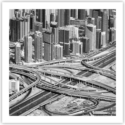Produktbild von Poster - Poster ohne Rahmen - Stadt Wolkenkratzer Autobahn - 60x60 cm - Wand Bild - Wanddeko - Wandbilder - Kunstposter - Wandposter - Bilder - Kunstdruck - Wanddekoration - Wandbild - P2XAC60x60-5065