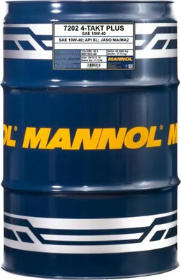 Obrázok produktu pre Mannol Motorový Olej 4T Plus 10W40 (Api Sl, Jaso Ma/Ma2) Polosyntezický (7202) Sud 60 L Sud