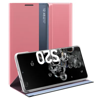 Obrázek produktu pro Galaxy S20 Ultra Pouzdro, Slim Flip Kožené Pouzdro s Okénkem a Stojánkem pro Samsung Galaxy S20 Ultra Růžový