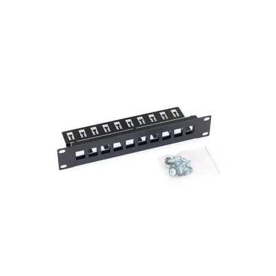 Produktbild von 10" Patchpanel 1HE für 8 Keystone RJ45, schwarz, modular