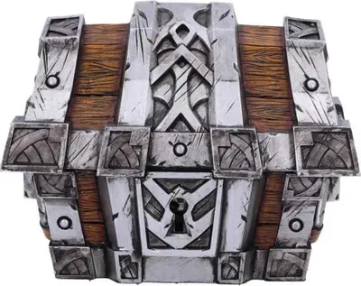 Image de Nemesis Now World of Warcraft - Coffre au trésor - avec couverture argent de 10,5 cm, résine, argent/marron, marchandise officielle de World of Warcraft, Box de Coffre au trésor, Box de control de