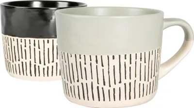 Produktbild von Nicola Spring Keramik-Kaffeetassen mit getauchtem Dash – 475 ml – Schwarz/Grau