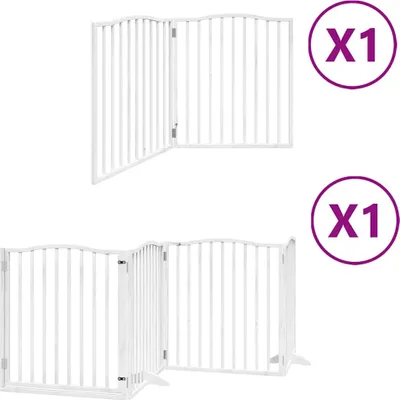 Image de vidaXL Porte pour chien 6 pièces avec porte Pliable Blanc 480 cm Bois de peuplier