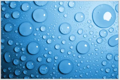 Produktbild von Wallario Wandbild Wassertropfen auf Blau, Größe: 61 x 91,50 cm, Poster mit weißem Aluminiumrahmen