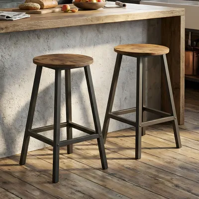 Produktbild von HOKEEPER Barhocker 2er Set, Barstühle, Küchenstühle, hoher Hocker,Holzhocker, Bar Stool, Barstuhlmit verstellbaren Füßen, für Bad, Küche