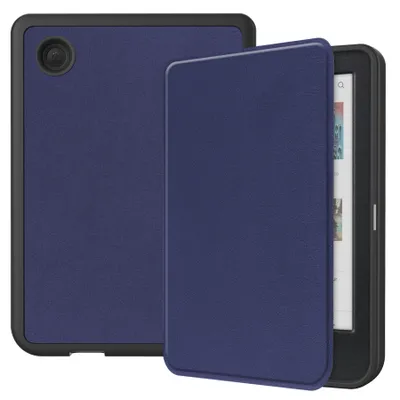 Imagen del producto de Funda 2 en 1 para tablet, con protector de vidrio, compatible con: Kobo Clara 2E (2022), Kobo BW (2024), Tolino Shine 5, Tolino Shine 4. Estuche delgado tipo funda con protector de pantalla, función de soporte y función de encendido/apagado automático