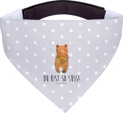 Produktbild von Mr. & Mrs. Panda Halstuch Hund Bär Honig - Grau Pastell - Geschenk, Partner, Verliebte, Hunde-Bandana, Tuch, Hundehalstuch, Für Hunde, Bandana, Teddy, Liebe