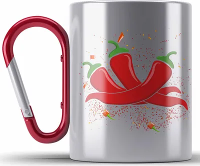Produktbild von Trendation - Peperoni Grafik Geschenk Edelstahl Tasse Karabiner Scharf Du Bist Scharf (Rot)