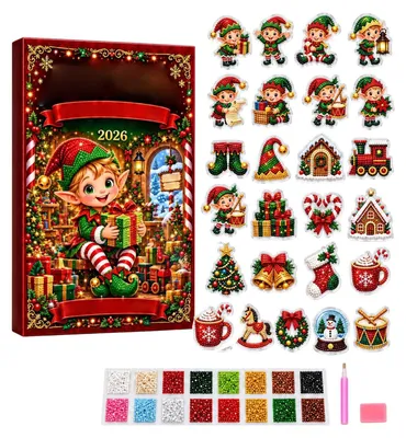 Obrázok produktu pre Adventný kalendár 2026 na vlastnoručnú výrobu 24 kusov akrylové vianočné ozdoby Elf
