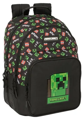 Immagine prodotto di Zaino Safta Minecraft 20 litri, 32x42x15 cm, colore nero, per bambini, colore nero, taglia unica