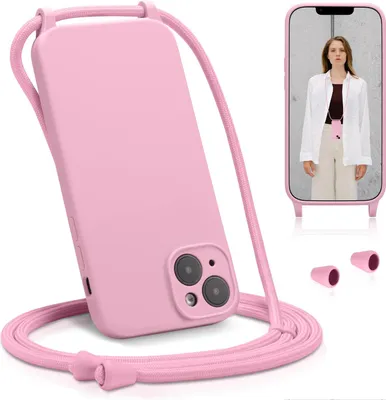 Obrázok produktu pre Puzdro na mobilný telefón pre iPhone 14 puzdro s popruhom Puzdro na mobilný telefón reťazová ochrana fotoaparátu, ružové