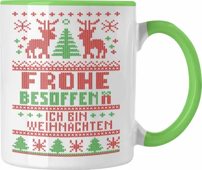 Produktbild von Trendation - Weihnachten Tasse Ich Bin Weihnachtstasse Weihnachtstassen Lustig Glühwein Becher Geschenk Tassen Weihnachtsmarkt Frauen Männer (Grün)