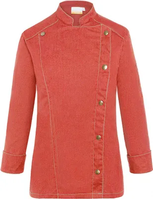Produktbild von KARLOWSKY Damen Kochjacke JEANS-STYLE Druckknöpfe Modern-Fit Rot 58