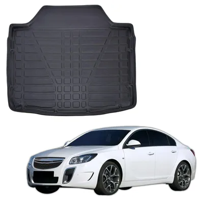 Image de Tapis De Coffre Sur Mesure Pour Opel Insignia A 2009-2016 4 Portes Sedan / Hatchback, Noir, Antidérapant, Bord Haut, Toutes Saisons