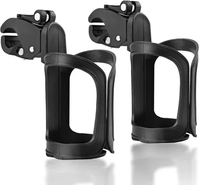 Produktbild von Flaschenhalter 2 Stück, 360 Grad Drehbarer Getränkehalter Für Kinderwagen, Fahrrad Und Rollstuhl, Schwarz