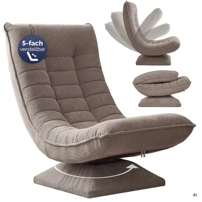 Produktbild von CASARIA Relaxsessel mit Verstellbarer Rückenlehne Cord Taupe, KI-generiertes Bild