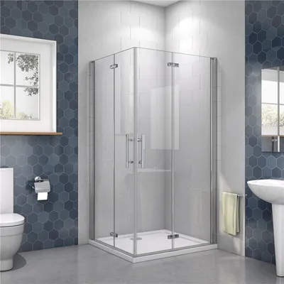 Produktbild von B.70x70cm H.185cm Falttür eckdusche Duschkabinen 6mm NANO ESGglas Pendeltür Duschabtrennung Eckeinstieg Dusche