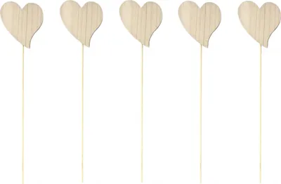 Produktbild von Blumen-Stecker Herz braun mit Holzstab 5 Stück
