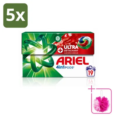 Produktbild von 5 x Ariel 4in1 Pods Ultra Vlekverwijderaar Wasmiddel - Sparpackung - 5 Stücke