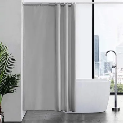 Image de Rideau de douche en polyester gris, imperméable et lavable, pour la salle de bains ou la douche, 120 x 200 cm.