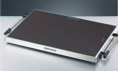 Produktbild von Warmhalteplatte WPR 405/E, Edelstahl-Gehäuse, Sicherheits-Floatglas mit integriertem Heizsystem, stufenlos regelbar von 40 °C - 105 °C,passend für Gastro-Behälter im 1/1 GN Format, Warmhaltefläche: 61 x 41 cm, 400 Watt