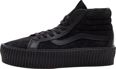 A side profile of a black Vans Sk8-hi Reissue 3 Platform Lx sneaker.