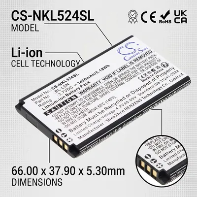 Obrázek produktu pro TECHTEK Baterie kompatibilní s [Nokia] 230 2024 nahrazuje BL-L5N