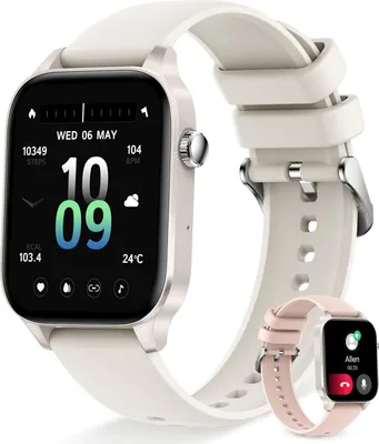 Produktbild von Smartwatch Damen Telefonfunktion 1,85 Zoll  Benachrichtigungen Sprachassistent Schlafmonitor Herzfrequenz SpO2 Menstruationszyklus Android IOS