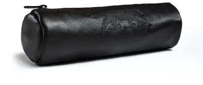 Produktbild von Airness Federmäppchen, rund, 22 x 7 cm, mit Reißverschluss, Ebenleder, Schwarz