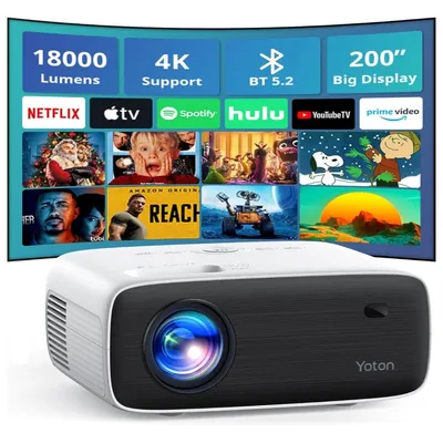 Produktbild von Yoton Y6 5.2 Bluetooth 4K LCD-Beamer, Native 1080P Multimedia Heimkino Projektor, Kompatibel mit Laptop/PC/Smartphone