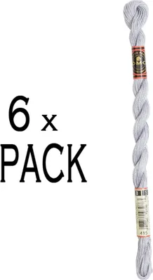 Image de 6 pelotes de fil DMC Parel coton, taille 8, 25 mètres, référence 115AR/8-415