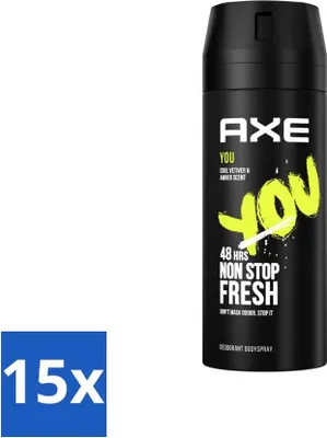 Image de Ax - Déodorant spray pour le corps - 48h Fresh - You - Cool Vetiver & Amber - 150 ml - Pack économique - 15 pièces