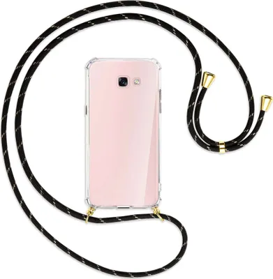 Produktbild von Handykette Backcover-Schutzhülle mit Band (Metall goldfarben) für Samsung Galaxy A7 2017 - schwarz/gold