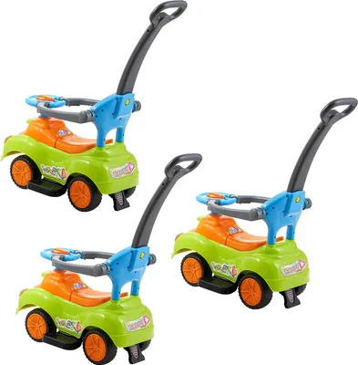 Produktbild von SucceBuy Rutschauto, 830 x 420 x 880 mm, Schubfahrzeug mit Sicherheitsgeländer, Griff und Stauraum unter dem Sitz, Lauflernhilfe mit 25 kg Tragkraft, geeignet für Kinder von 19 bis 36 Monaten
