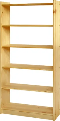 Produktbild von Möbilia Bücherregal | mit 4 Böden | Kiefer-Holz | B 80 x T 30 x H 170 cm | 19020057 | naturfarben lackiert | Serie REGAL