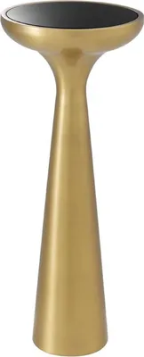 Produktbild von Casa Padrino Luxus Beistelltisch Messing / Schwarz Ø 29 x H. 71,5 cm - Runder Edelstahl Tisch mit Glasplatte - Wohnzimmer Möbel