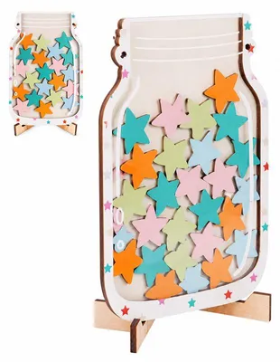 Produktbild von Magnetisches Belohnungsglas 2er Set für Kinder Motivation Lernen & Belohnungssystem mit Sternen Chips