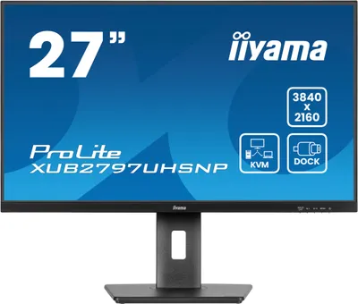 Produktbild von 27" IPS-panel, 3840x2160 UHD, USB-C Dock (96W PD, LAN, DP-OUT, USB 3x3.2+1xC(15W)), 4ms, 15cm height adj. stand, 350cd/m², HDMI, DisplayPort, Speakers