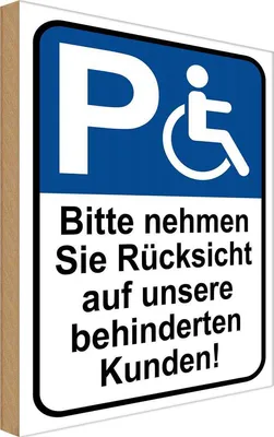 Produktbild von vianmo Holzschild 30x20 cm Rücksicht auf behinderten Kunden Warnschild Hinweisschild