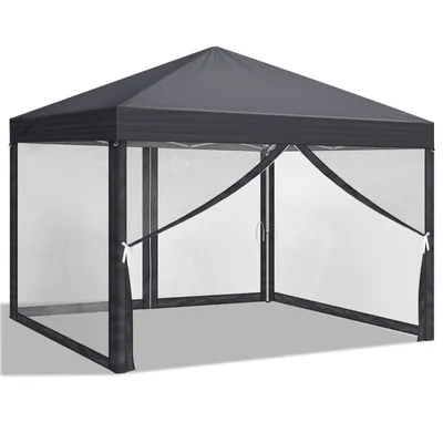 Produktbild von FCH 3x 3m Faltpavillon, Pop Up Pavillon mit  4 Seitenwänden, wasserdicht, UV-Schutz,Gartenpavillon ,grau