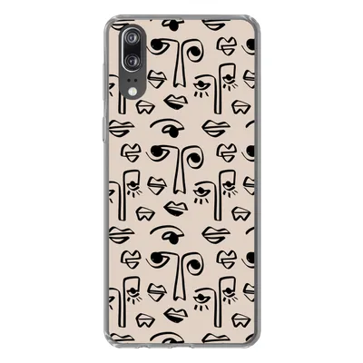 Produktbild von MuchoWow® Handyhülle Schutzhülle Hülle für Huawei P20 Muster - Lippen - Strichzeichnungen Silikon Softcase Handy Hülle - Hardcover