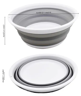 Produktbild von 5,5 l zusammenklappbare Wanne – Faltbare Geschirrwanne – tragbares Waschbecken – platzsparende Kunststoff-Waschwanne (Weiß/Grau, 1)