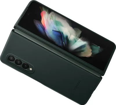 Produktbild von Samsung Galaxy Z Fold3 Hülle - Echtleder - Samsung Backcover - Grün
