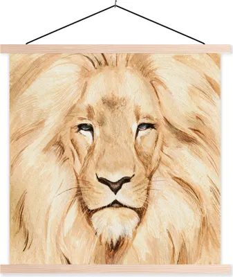 Produktbild von MuchoWow® Textilposter Illustration - Farbe - Löwe 40x40 cm mit holzfarbenen Rahmen - Posterleiste