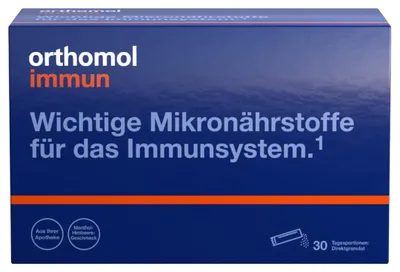 Produktbild von Orthomol Immun - Mikronährstoffe zur Unterstützung des Immunsystems - mit Vitamin C, Vitamin D und Zink - Menthol-Himbeere, 30 St. Tagesportionen