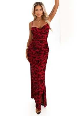 Produktbild von Numoco Abendkleid Eva Maxikleid Partykleid langes Kleid, rot - schwarz, Gr. XS-M