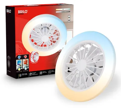 Produktbild von Briloner Deckenventilator mit Licht Fernbedienung Ø38cm Rund 24W 2600lm 3000K-6500K Warmweiß bis Tageslichtweiß DC-Motor Weiß - Deckenleuchte Schlafzimmer Wohnzimmer Flur