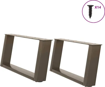 Image de Pieds de table basse en U 2 pièces Acier naturel 60 x (30-31) cm Acier